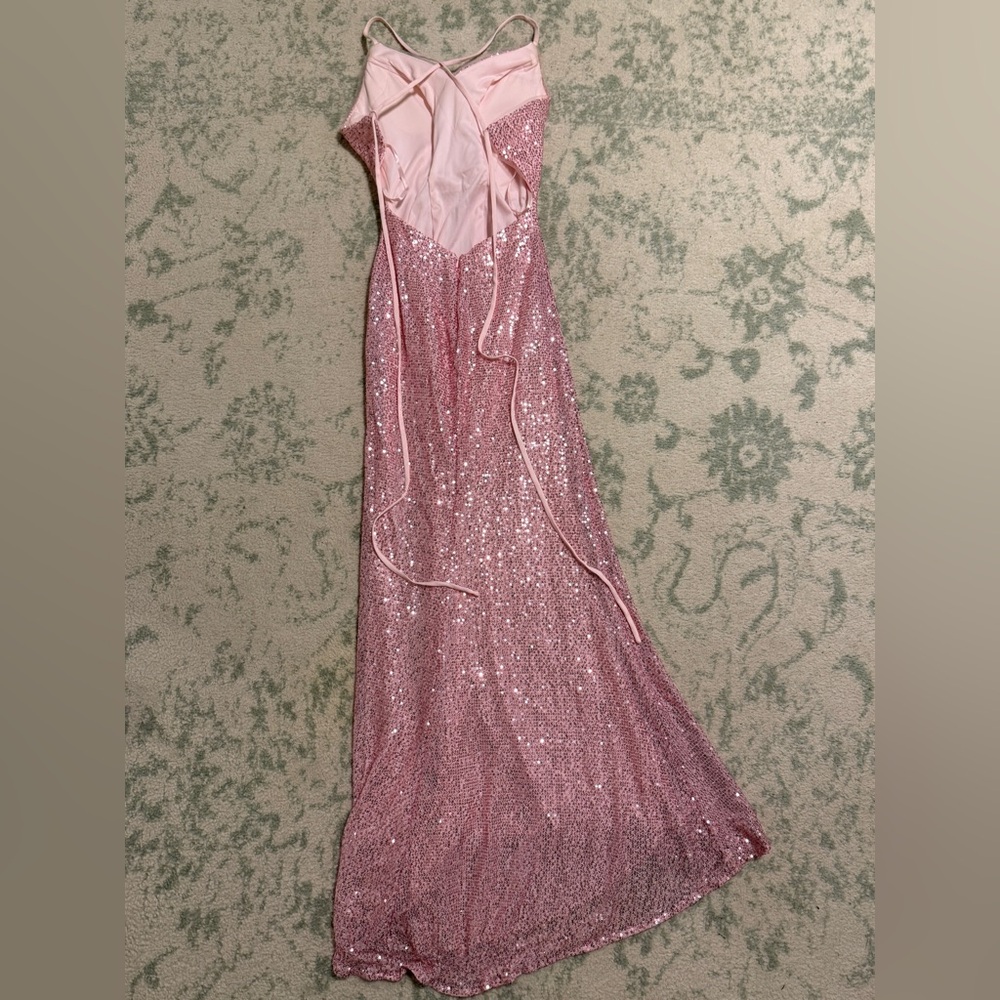 Elegant Pink Sequin Prom Dress